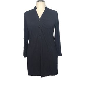 Mix & Co Half Button Down Black Tunic S